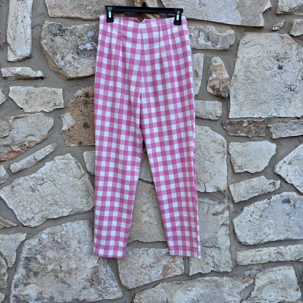 Zara pink plaid pants size us small - Picture 3 of 5